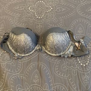 Dusty blue and shimmer 32c Victoria Secret push-up bra.